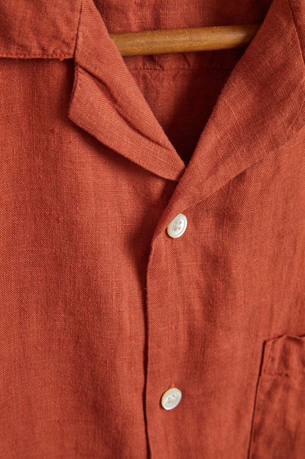 Linen Camp Collar Shirt Terracota