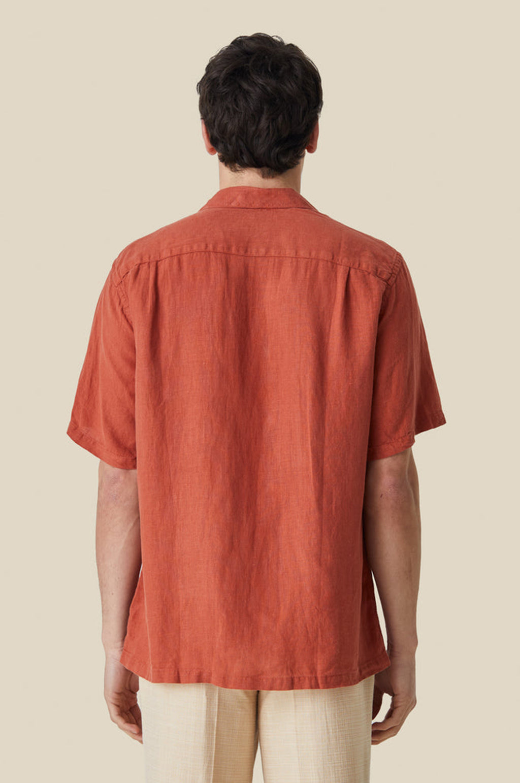 Linen Camp Collar Shirt Terracota