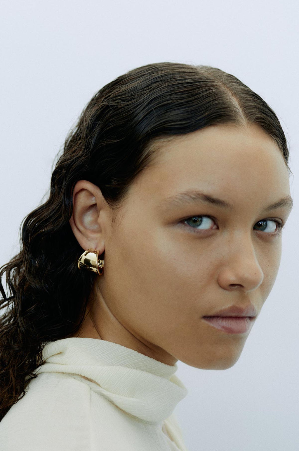 Contour Hoop Gold Earrings