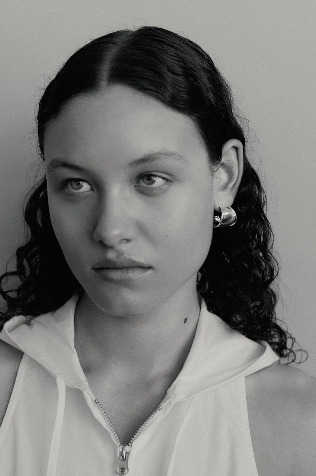 Contour Hoop Silver Earrings