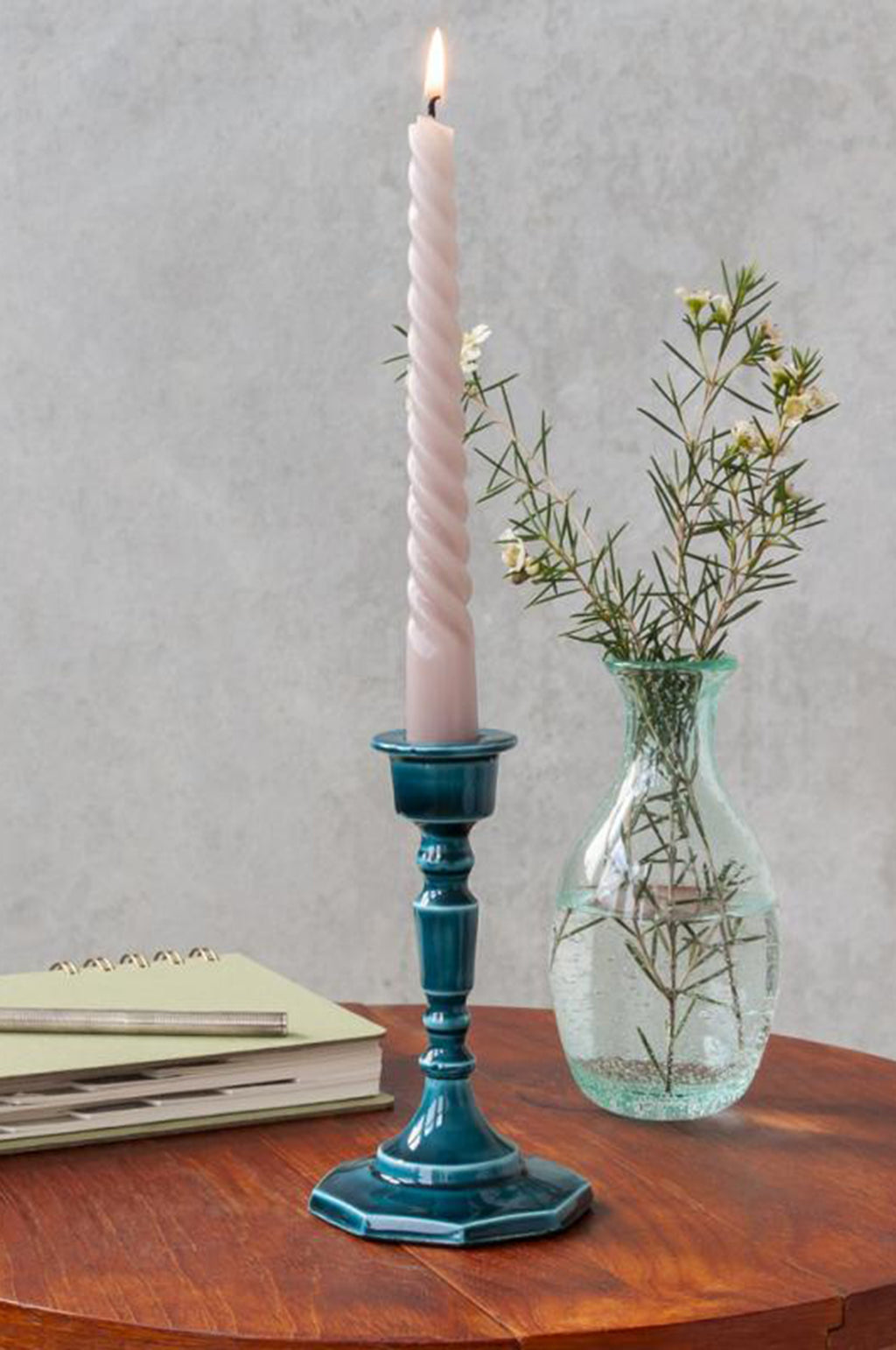 Enamel Candlestick 13cm Blue