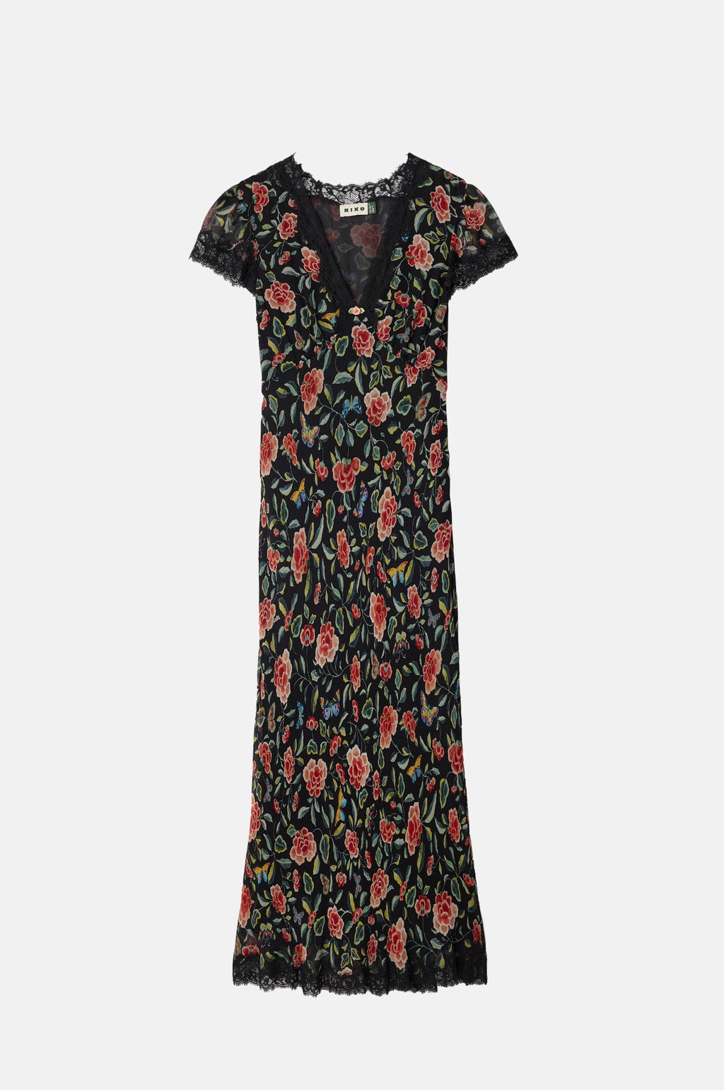 RIXO Clarice Dress Butterfly Floral Black.