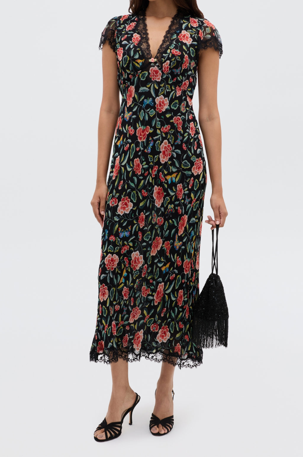 Clarice Dress Butterfly Floral Black