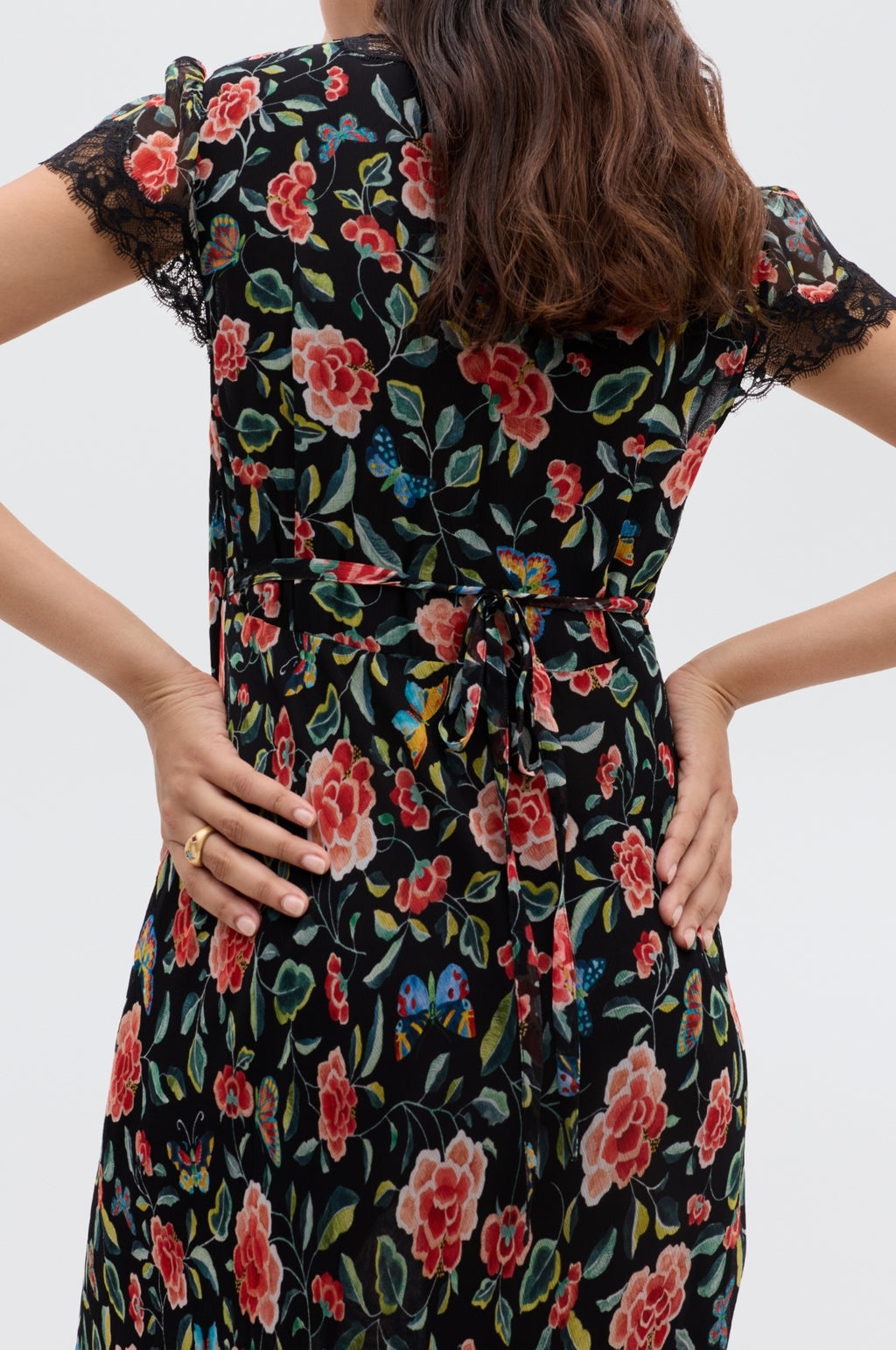 Clarice Dress Butterfly Floral Black