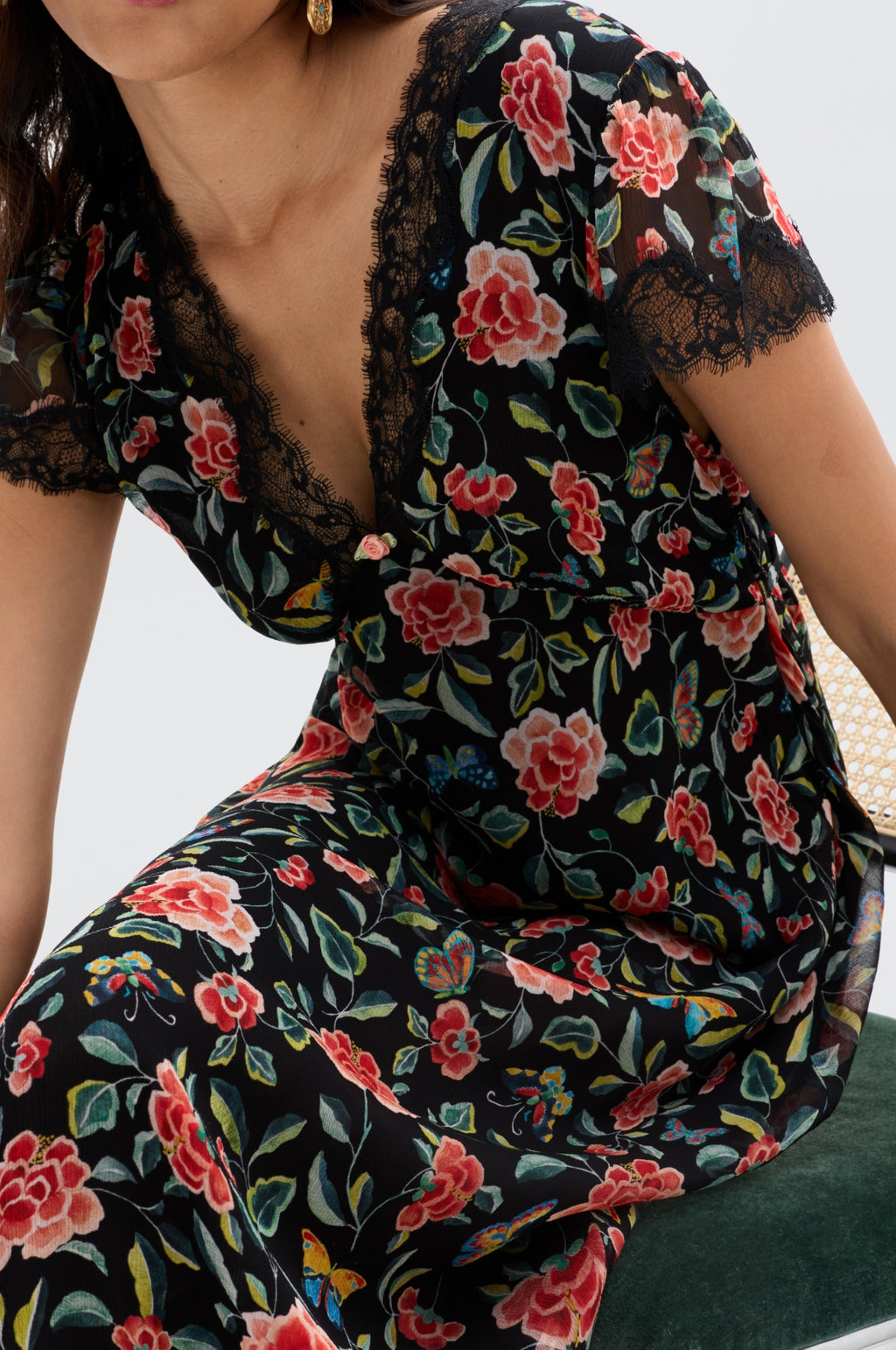 Clarice Dress Butterfly Floral Black
