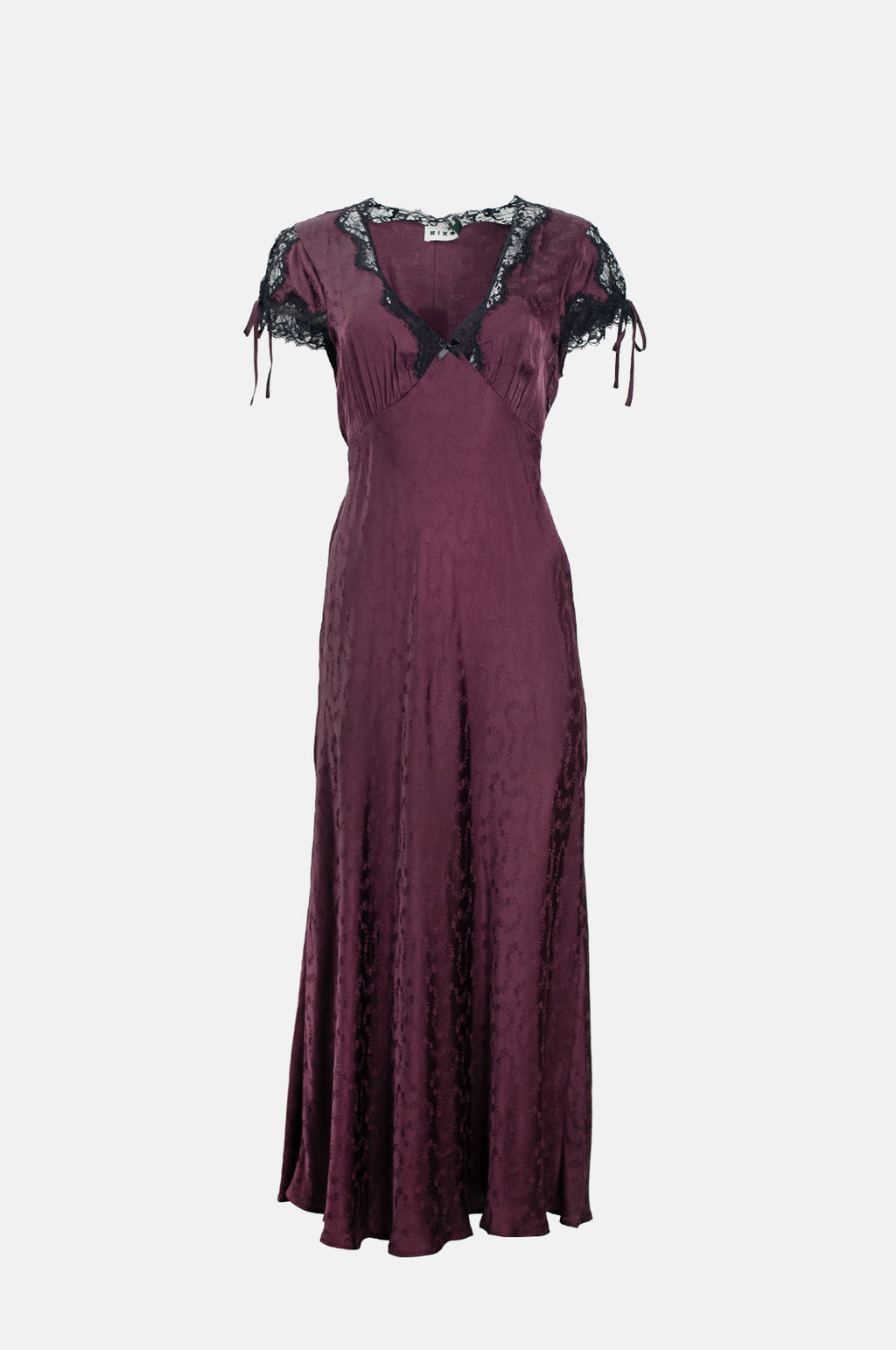 Rixo Fern Dress Floral Trail Jacquard Wine.