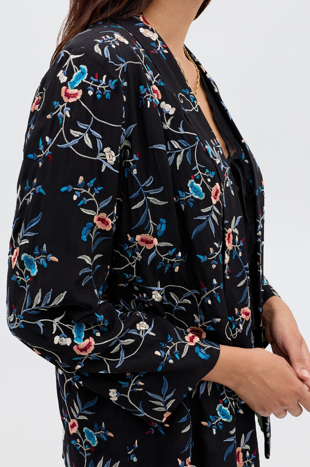 Malachy Jacket Botanical Embroidery Black