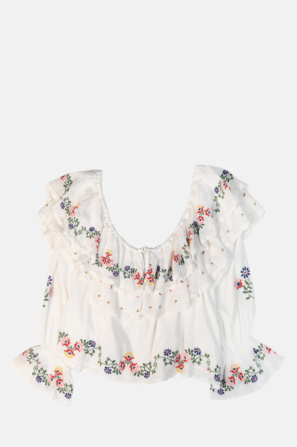 Rixo Maurine Top Lilia Embroidery Ivory.