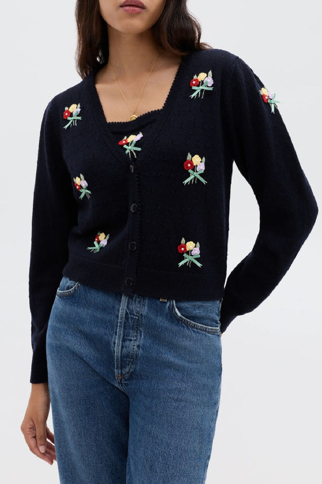 Merinda Cardigan Floret Embroidery Deep Navy