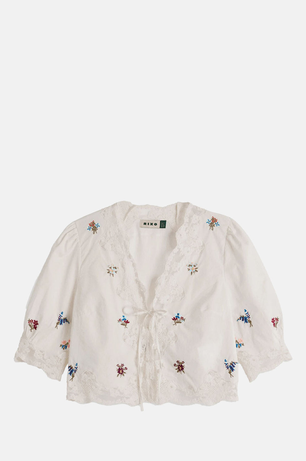 Rixo Ursula Top Bud Embroidery Ivory.