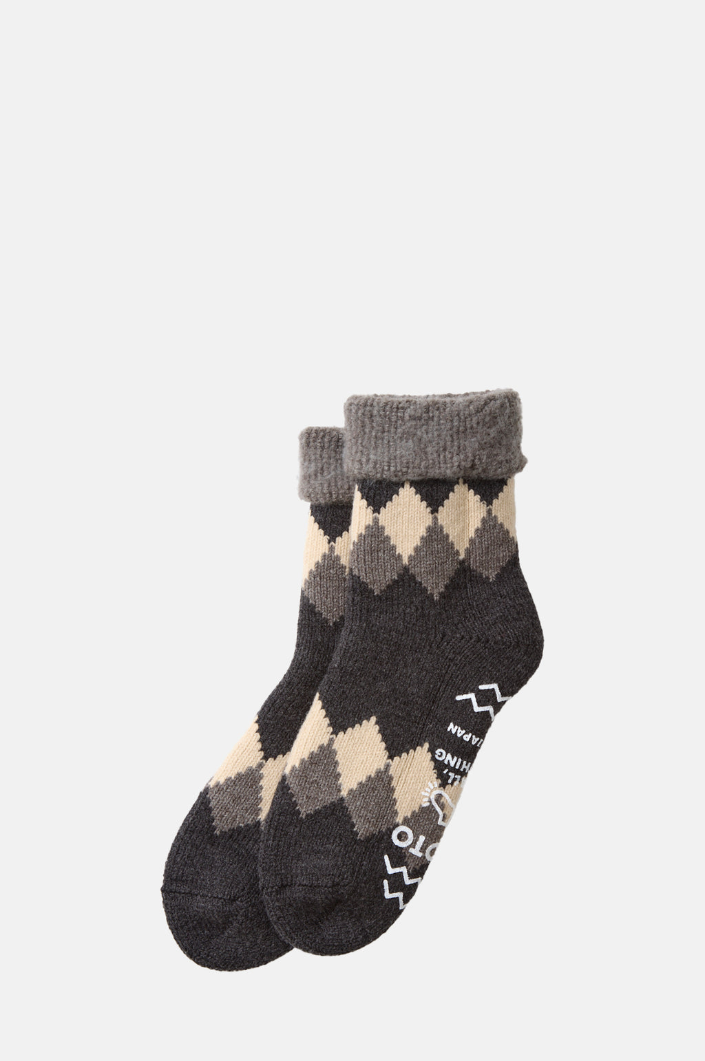 RoToTo Comfy Room Socks Diamond Dark Gray Charcoal.