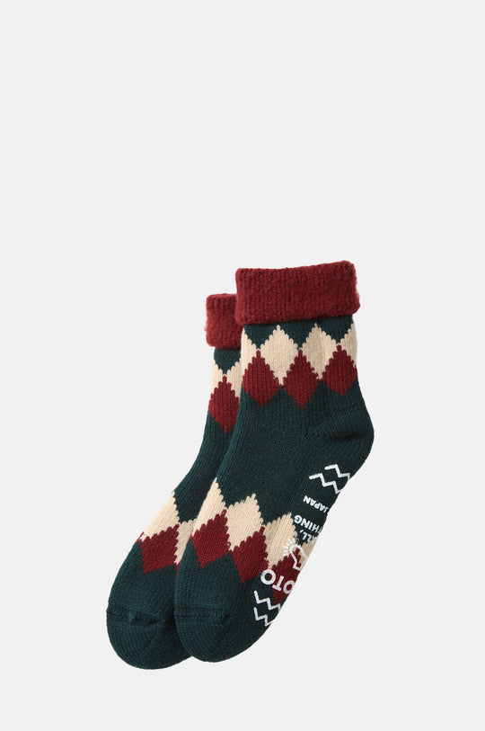 Comfy Room Socks "Diamond" D.Red/D.Green