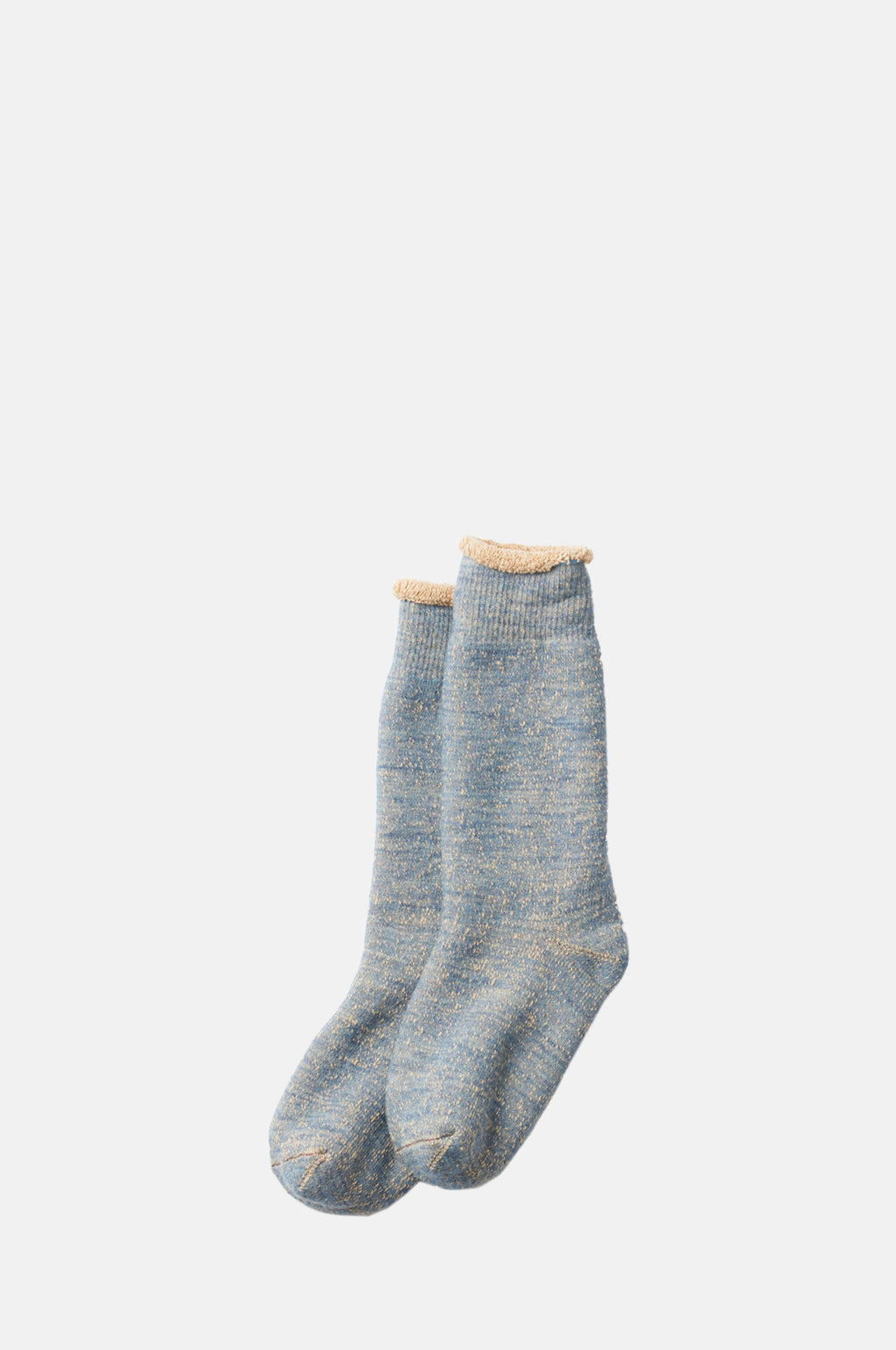RoToTo Double Fave Crew Socks in Blue and Brown.