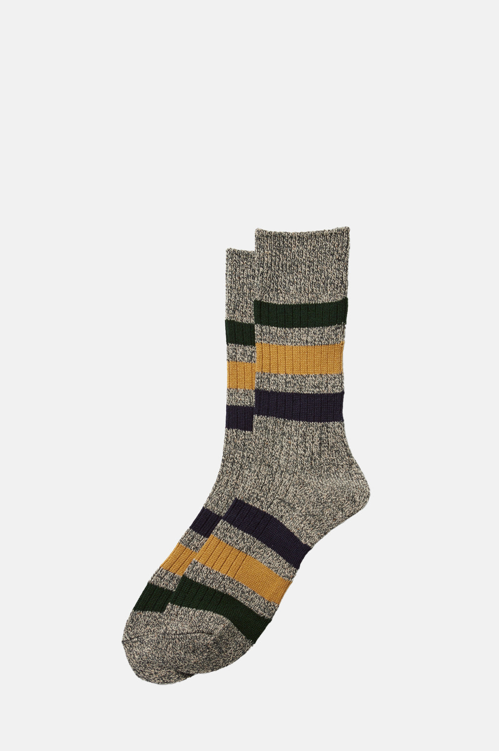RoToTo Park Stripe Crew Socks Dark Gray.