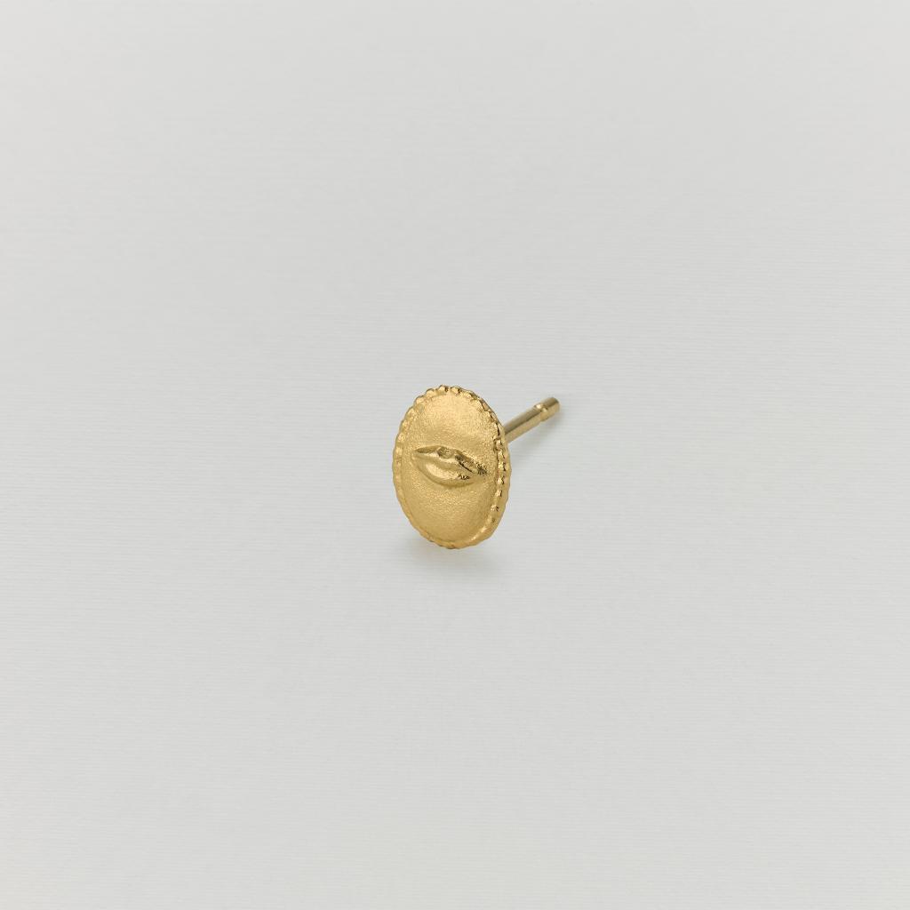 A.M. Oval Ex-voto Lips Single Stud Earring Gold