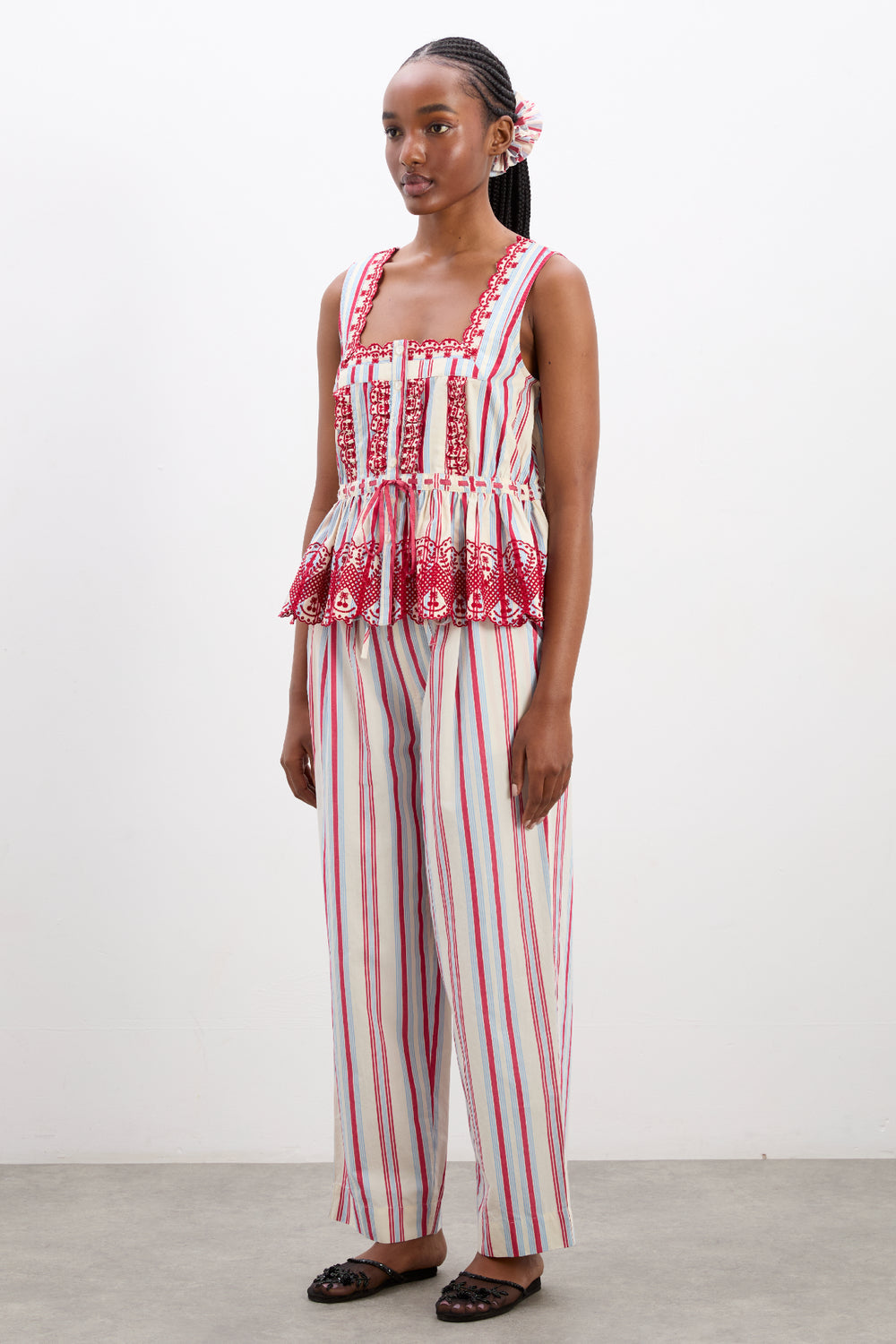 Georgia Trousers Butter Cherry Stripe Multi