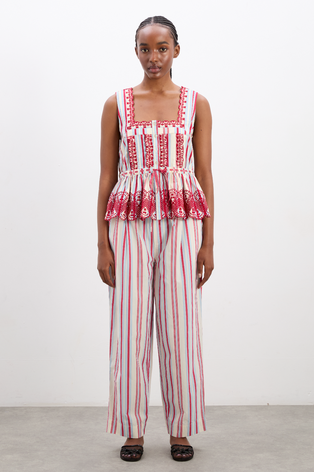 Georgia Trousers Butter Cherry Stripe Multi