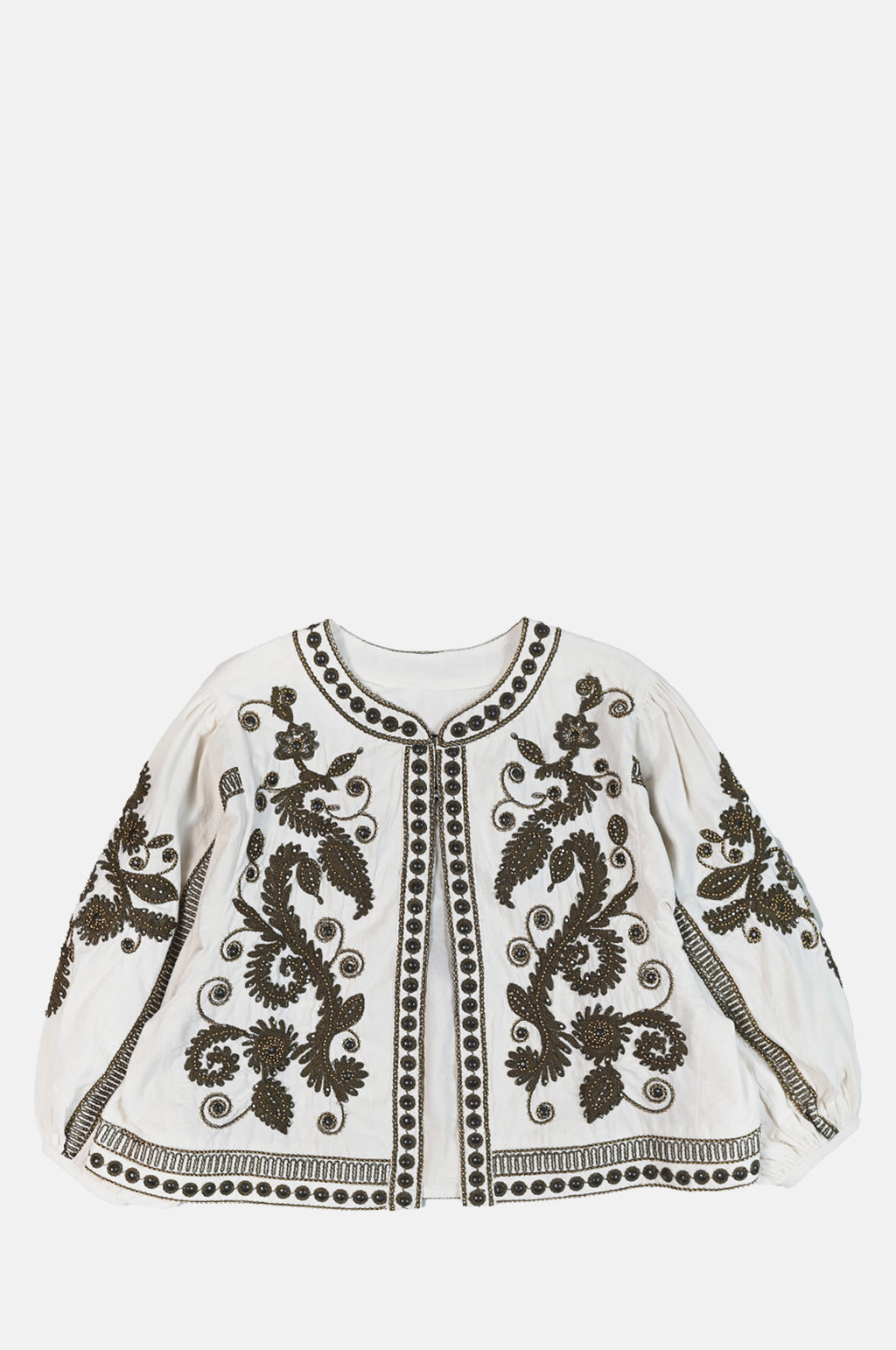 Scarlett Poppies Maris Jacket Vanilla with Olive Green.