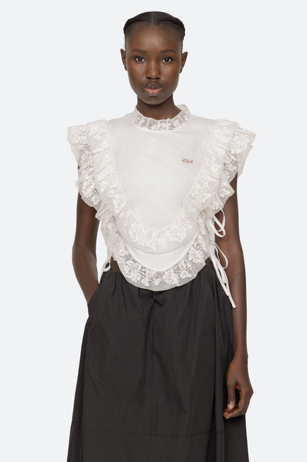 Abelene Solid Side Tie Tank Top White