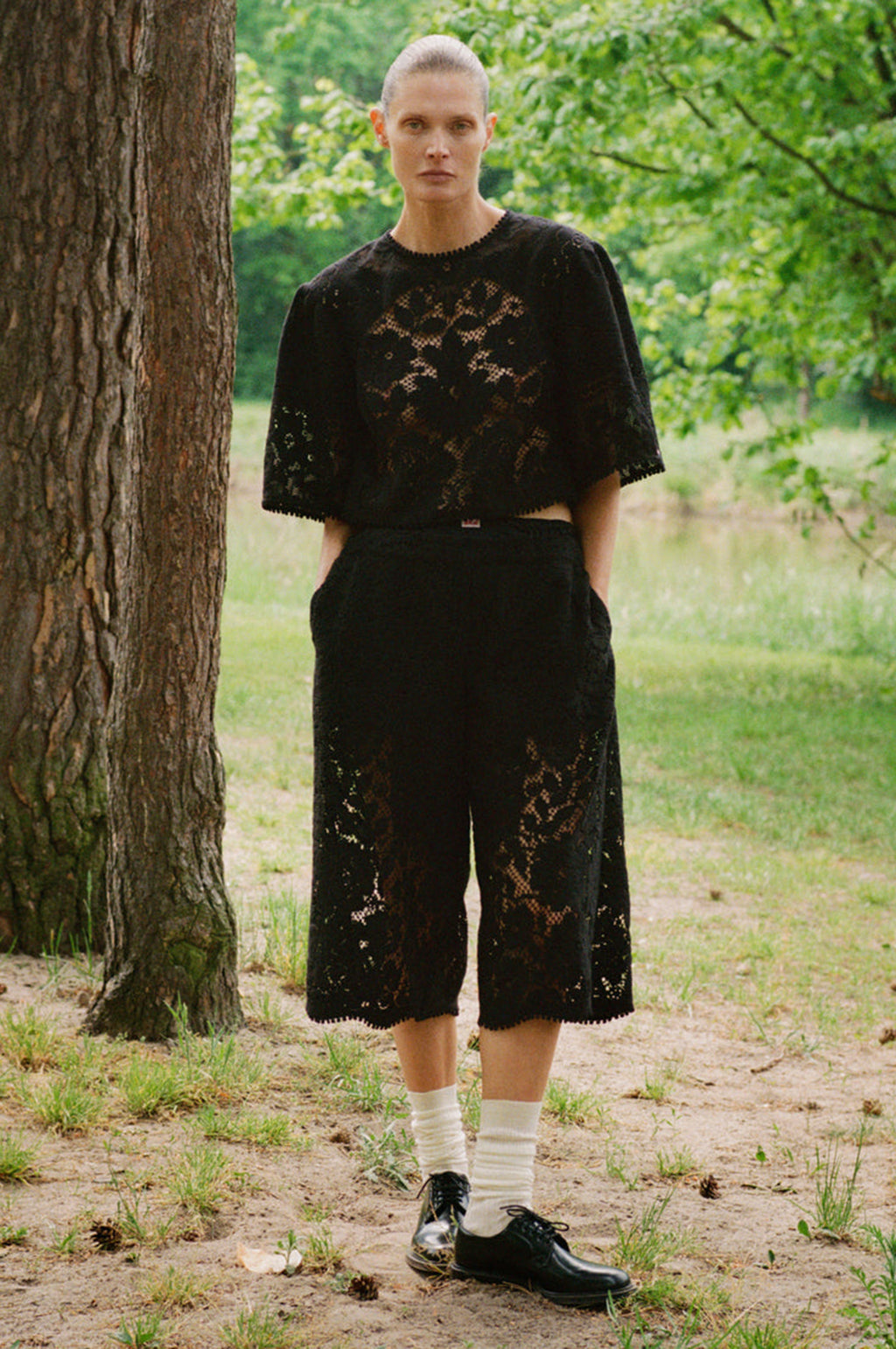 Arianna Lace Culottes Black