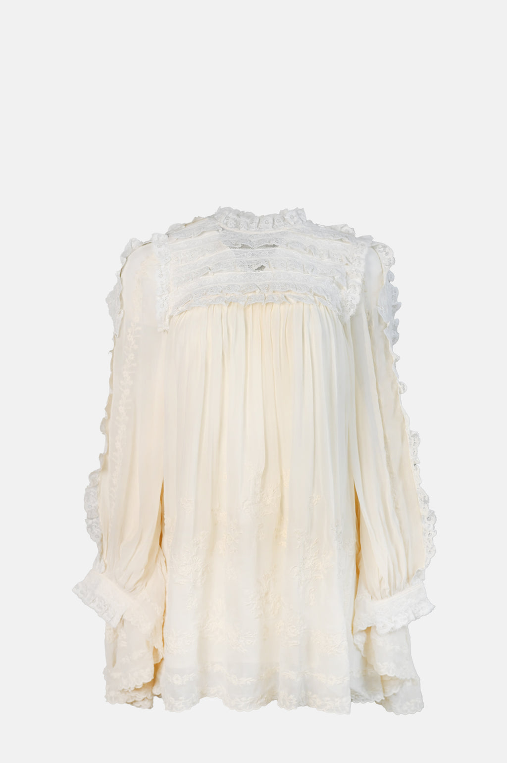 Sea New York Ayda Embroidery Flared Mini Dress Cream.