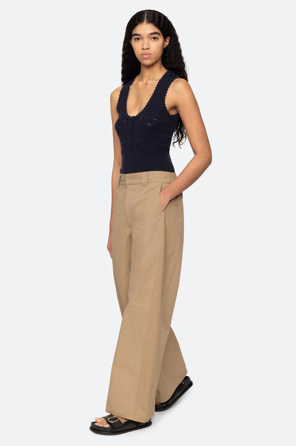 Belle Stone Washed Chino Jeans Khaki