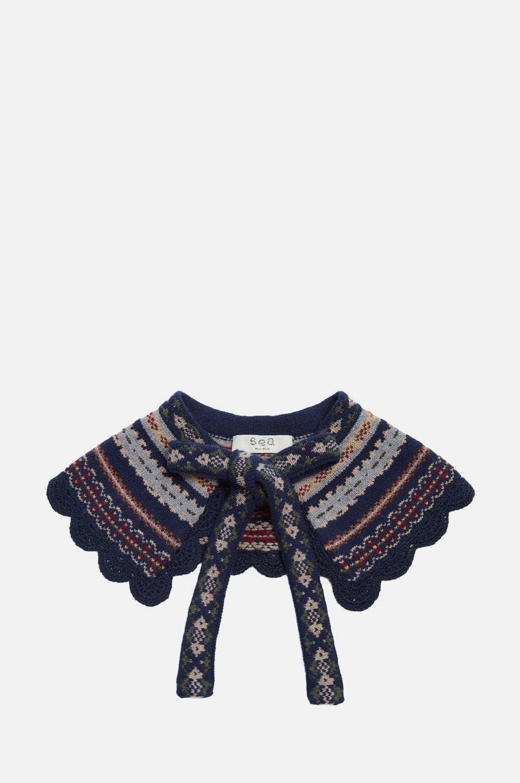 Sea New York Ciara Fair Isle Knit Collar Navy.