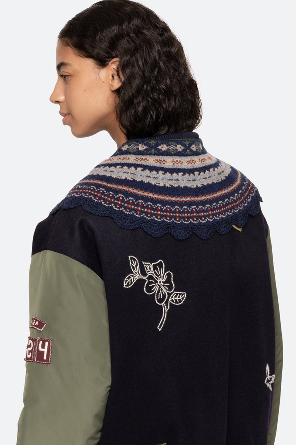 Ciara Fair Isle Knit Collar Navy