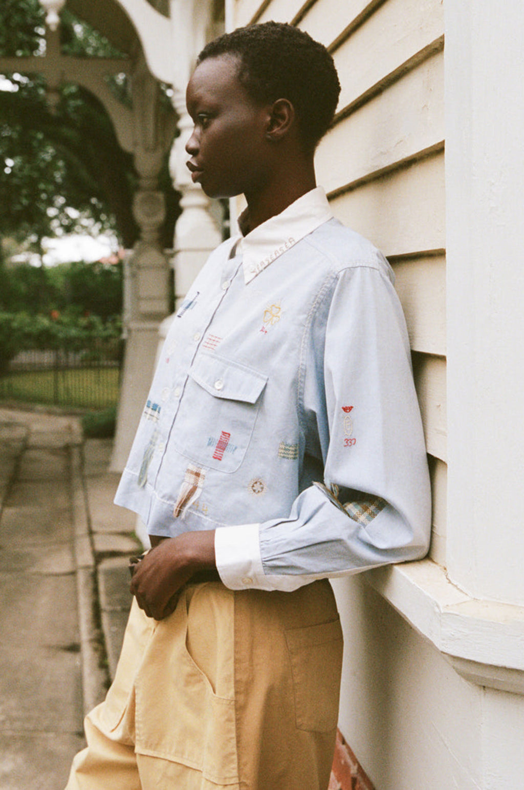 Claira Emb Button Down Blue