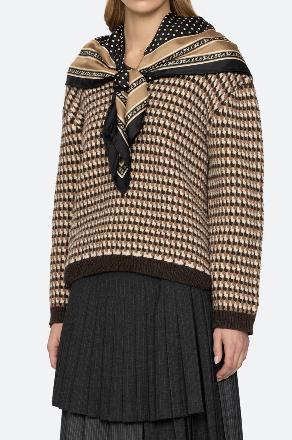 Declan V-Neck Sweater w/Scarf