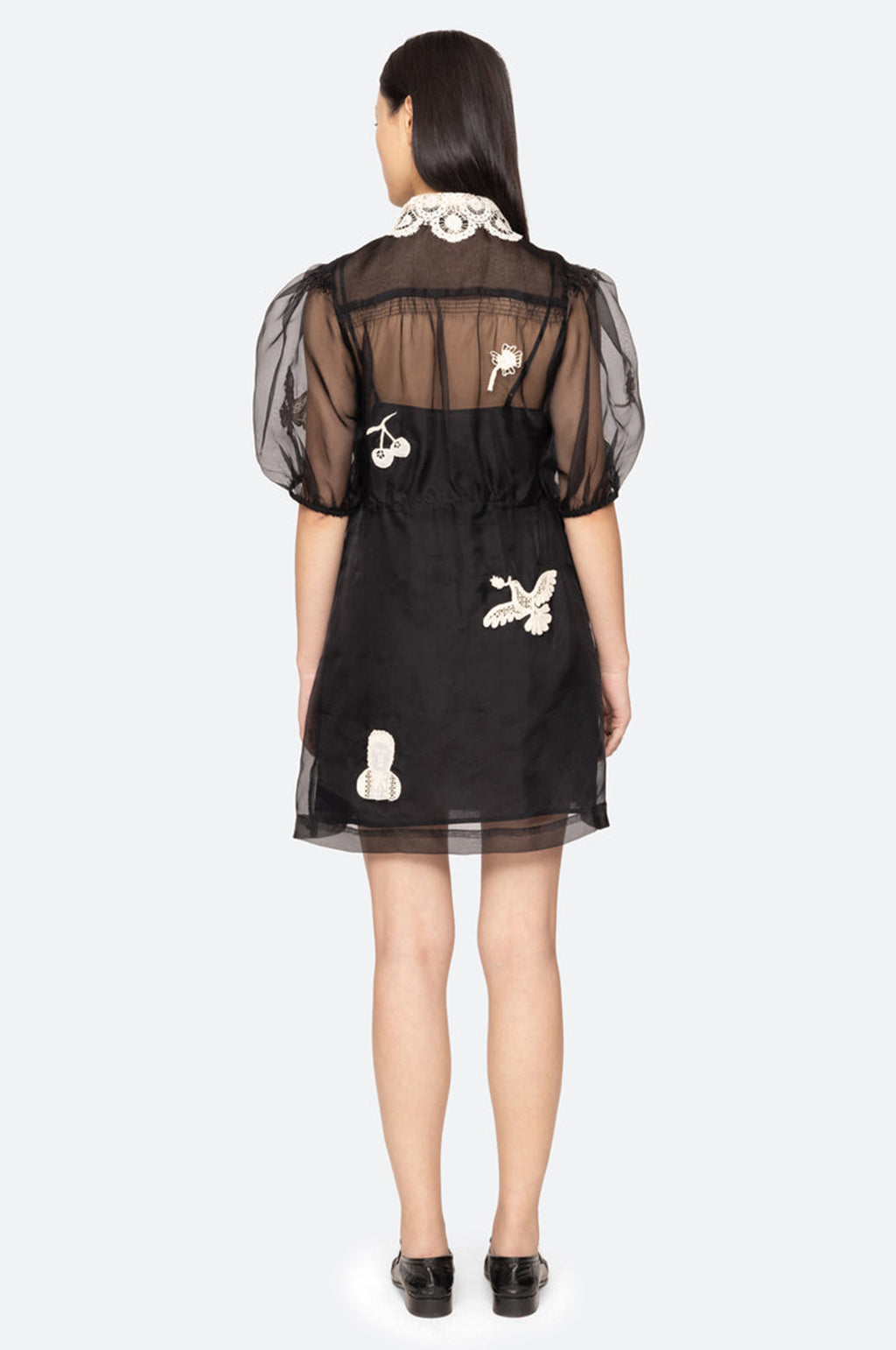 Ellison Solid Puff Slv Mini Dress Black