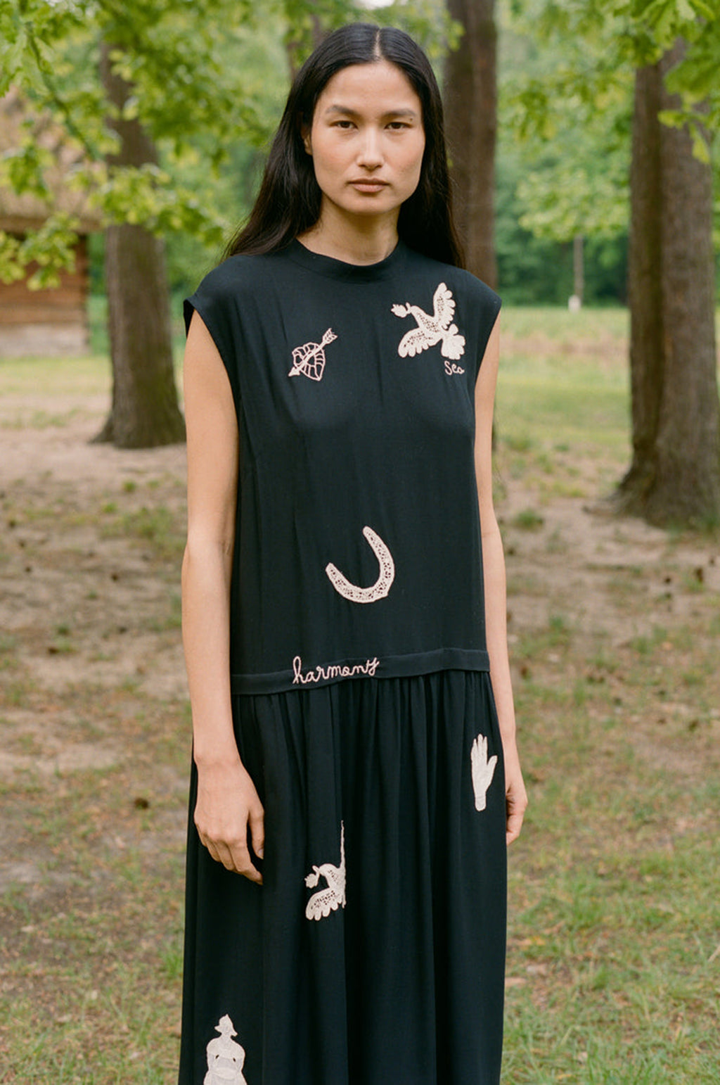 Ellison Solid Tank Midi Dress Black