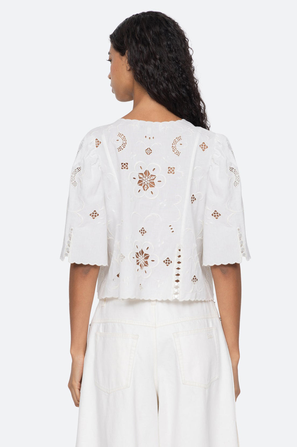 Gardener Emb S/Slv Top White