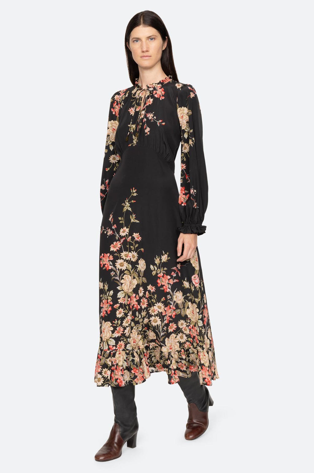 Jolie Print L/Slv Midi Dress Multi