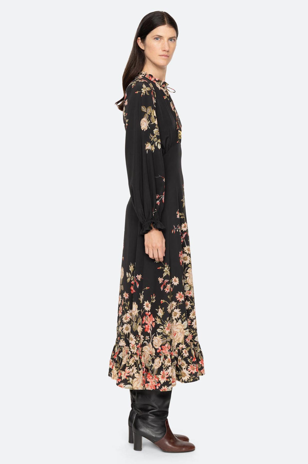 Jolie Print L/Slv Midi Dress Multi