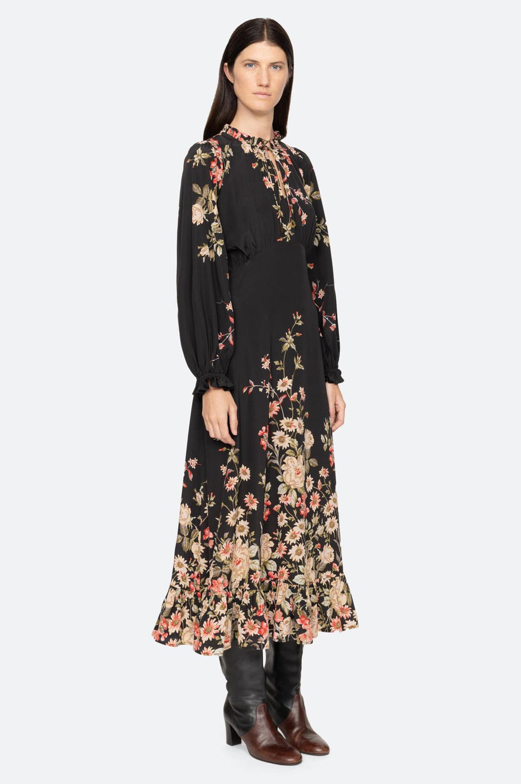 Jolie Print L/Slv Midi Dress Multi