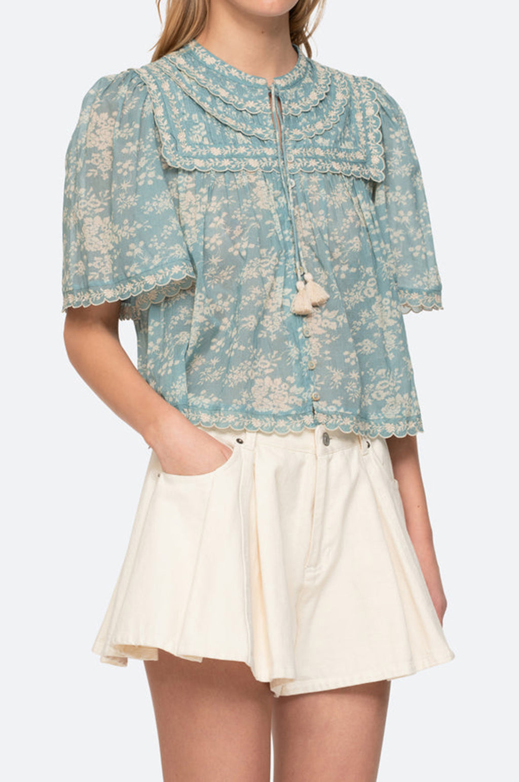 Kirsten Print Top Sky