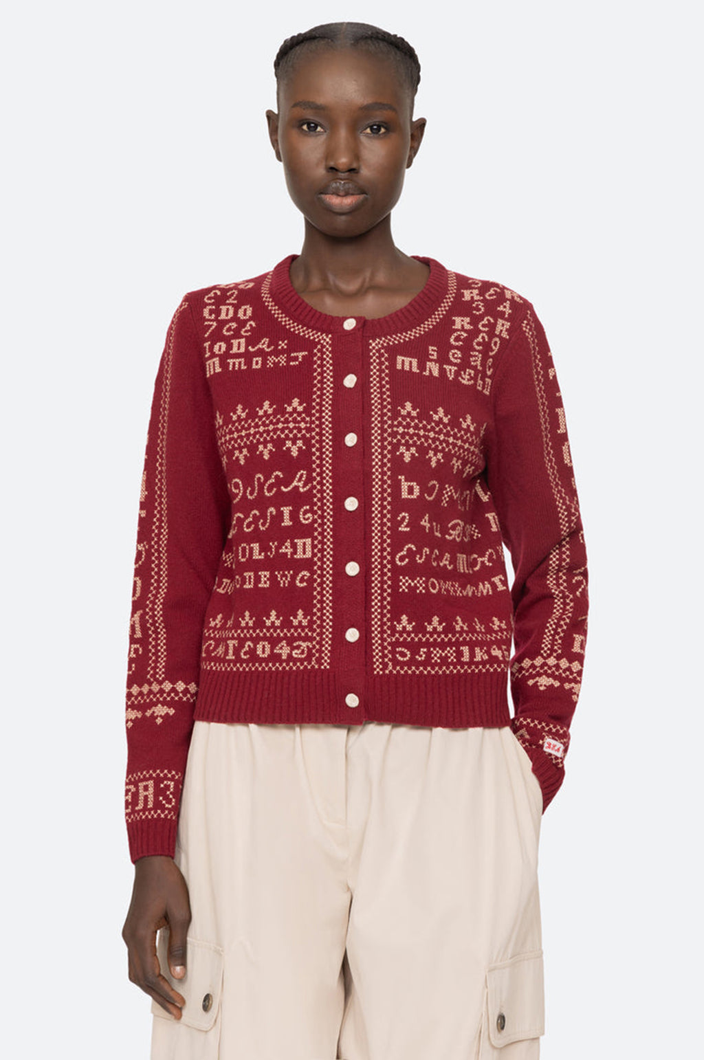 Kit Embroidery Cardigan Burgundy