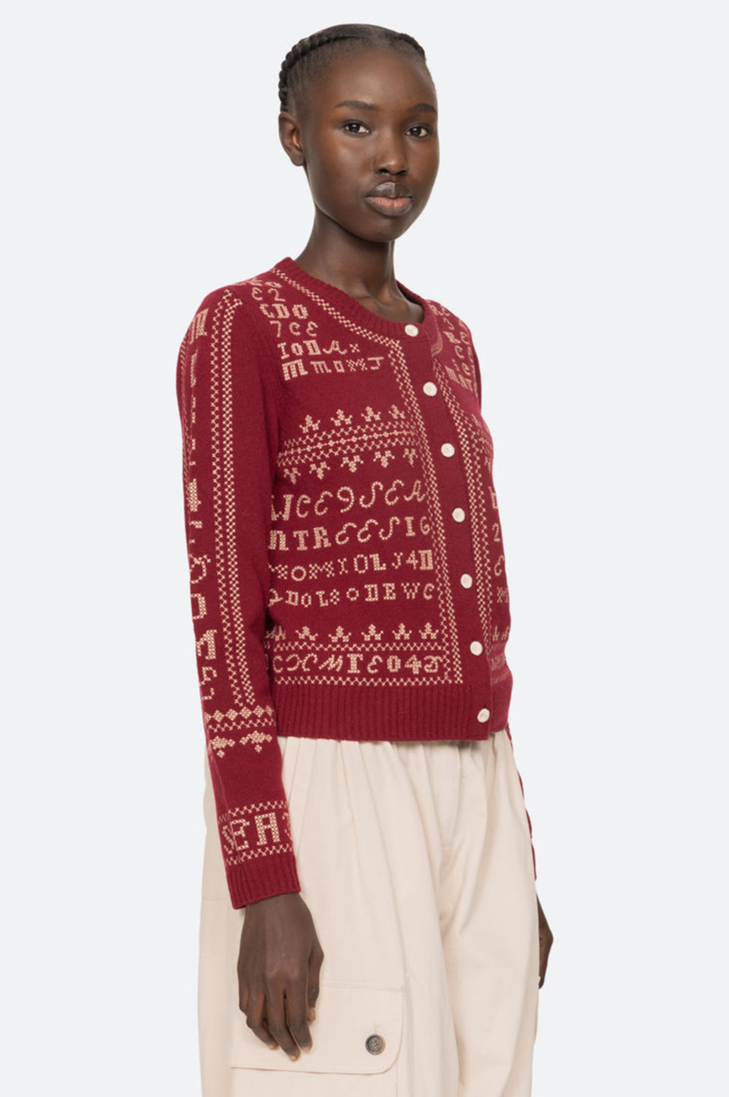 Kit Embroidery Cardigan Burgundy