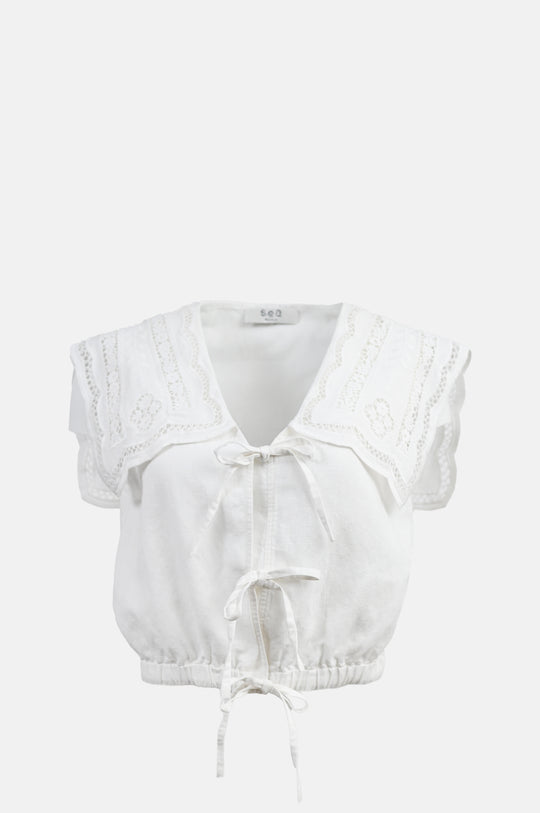 Marie Embroidery Vest White