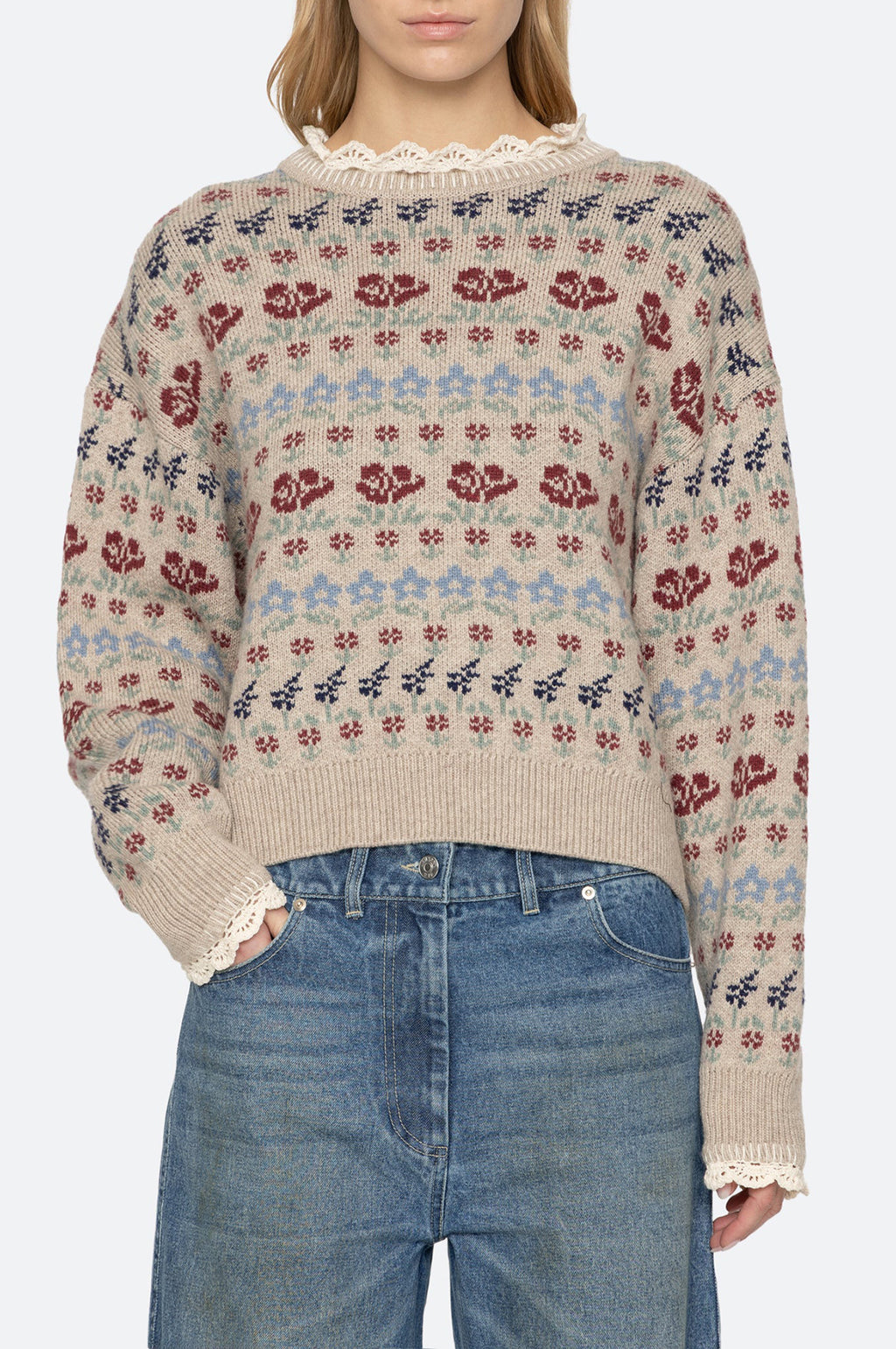 Preston Knit Crew Neck Sweater Cream