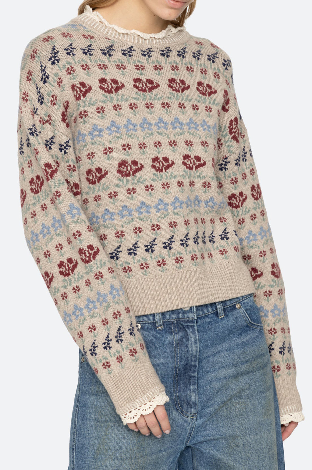 Preston Knit Crew Neck Sweater Cream