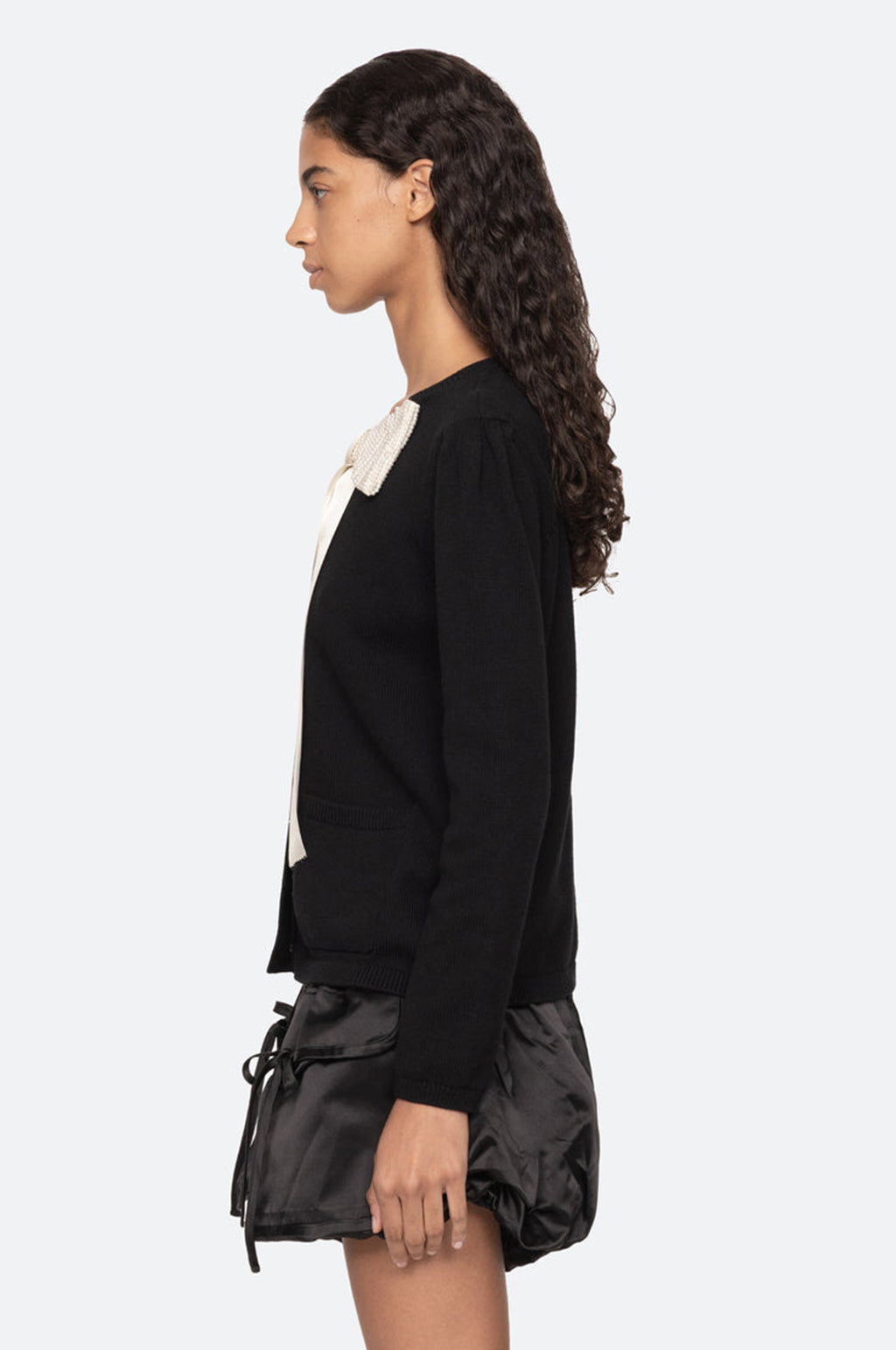 Seraphine Solid Knit Cardigan Black