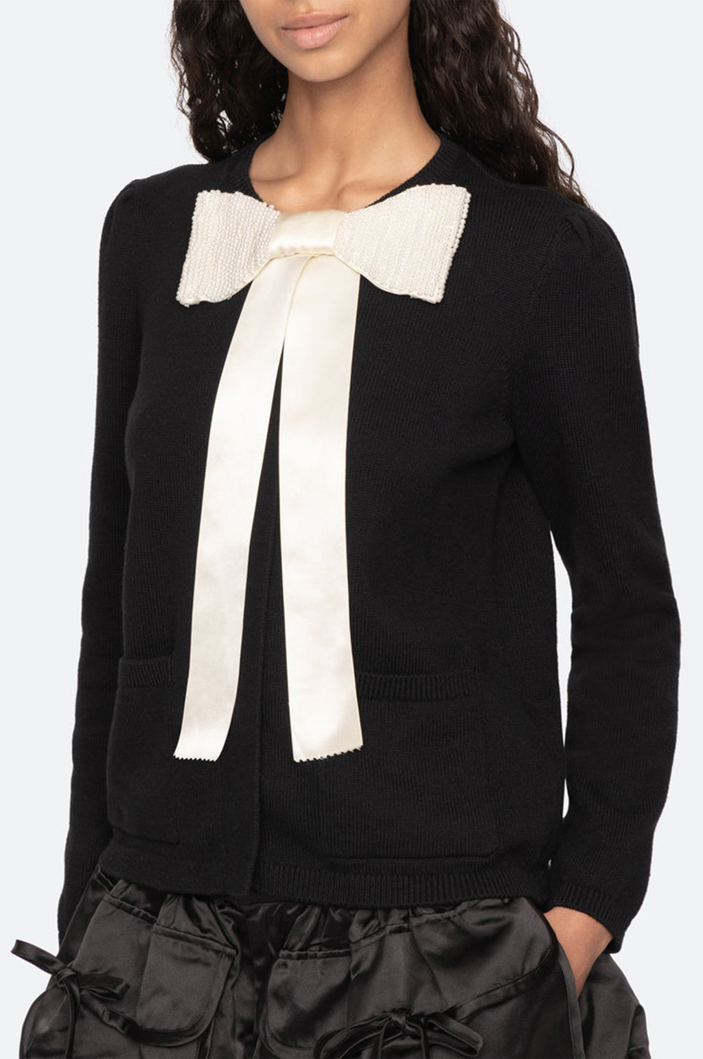Seraphine Solid Knit Cardigan Black