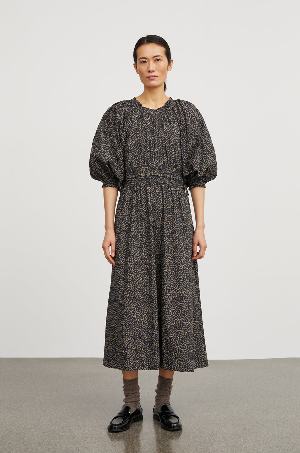 Carola Dress Eline Print Black/Beige