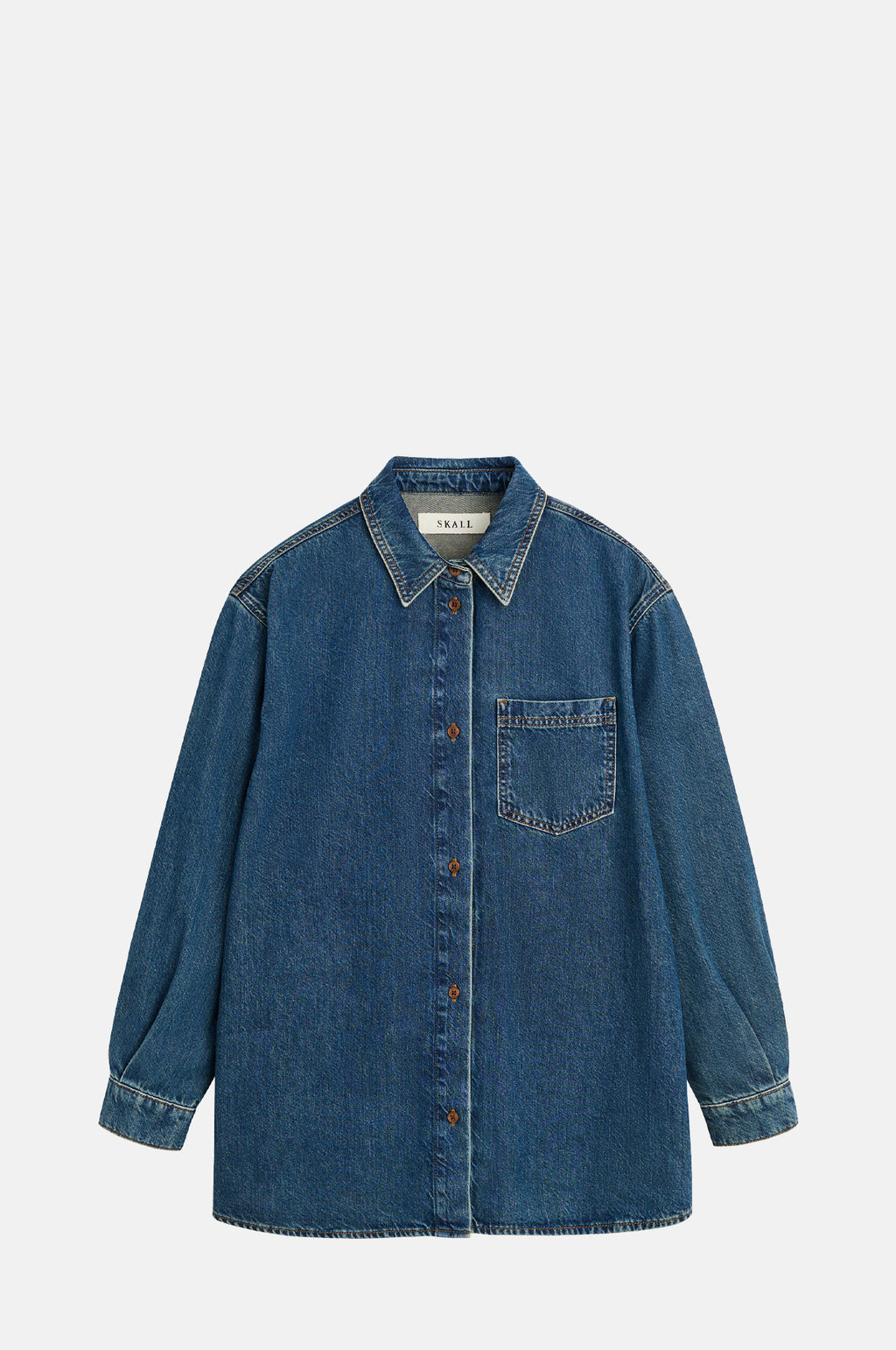 Skall Studio Edgar Shirt Washed Dark Blue.