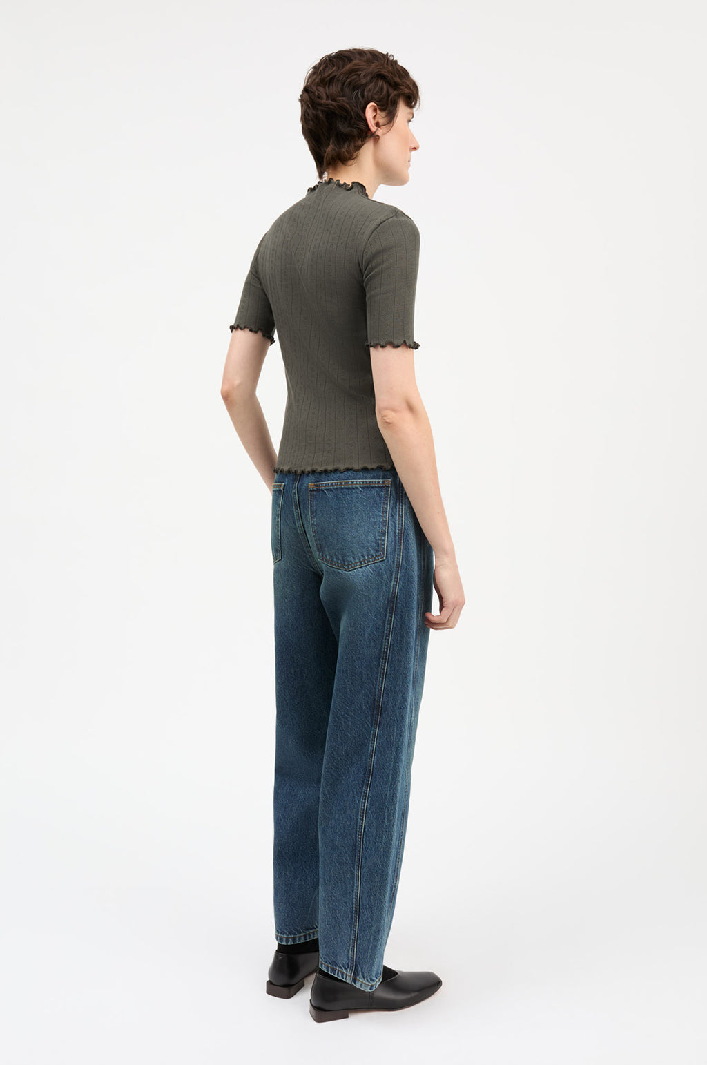 Edie T-Neck Tee Dark Green