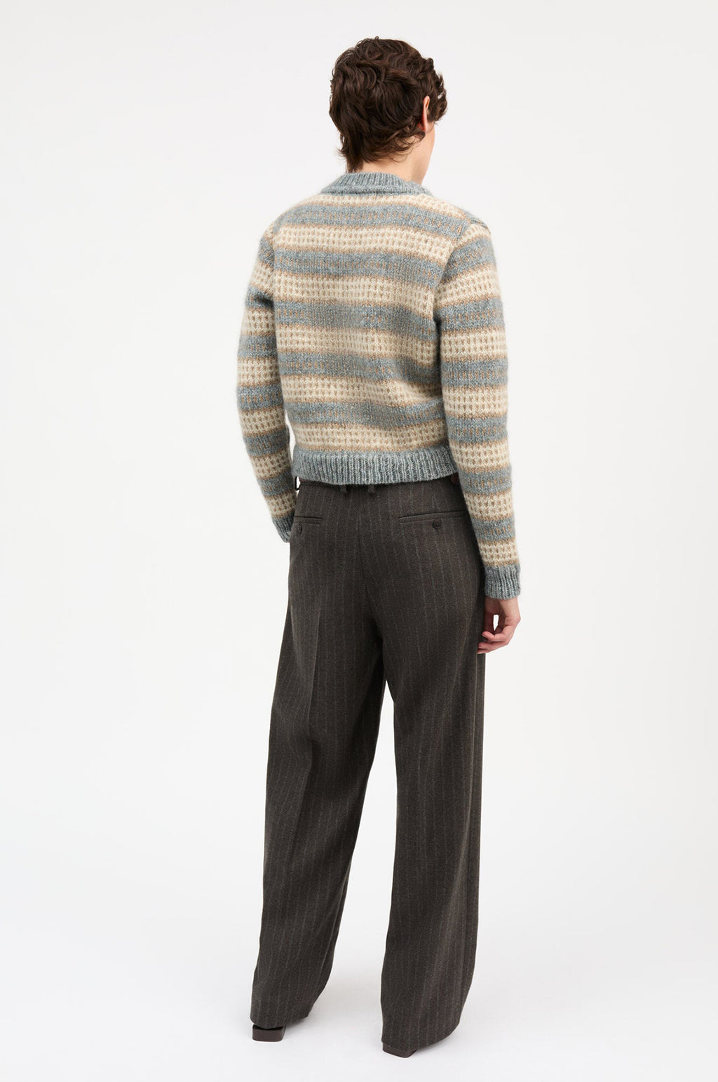 Svala 0-Neck Sand/Beige/Stromblue Intarsia