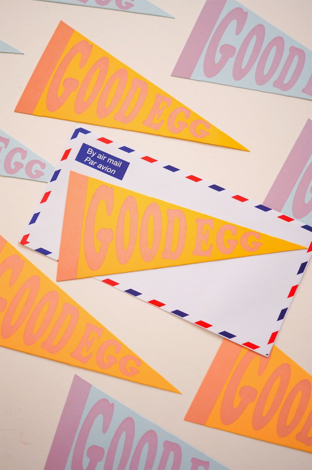 Good Egg Pennant Card Blue & Pink
