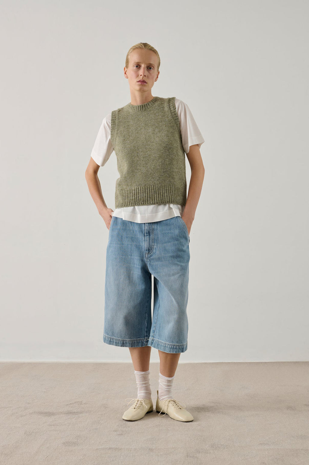 Namaste Vest Ecru Vert D'Eau